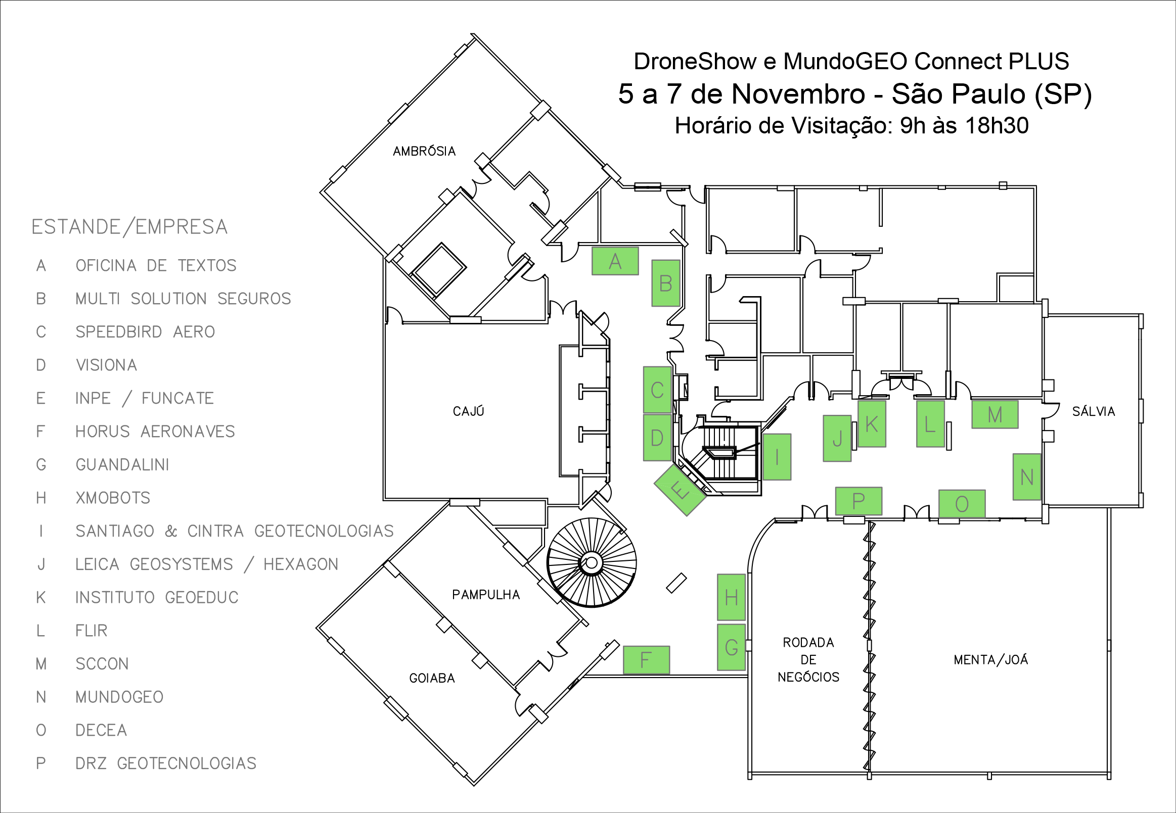 Planta da Mostra de Tecnologia do DroneShow PLUS