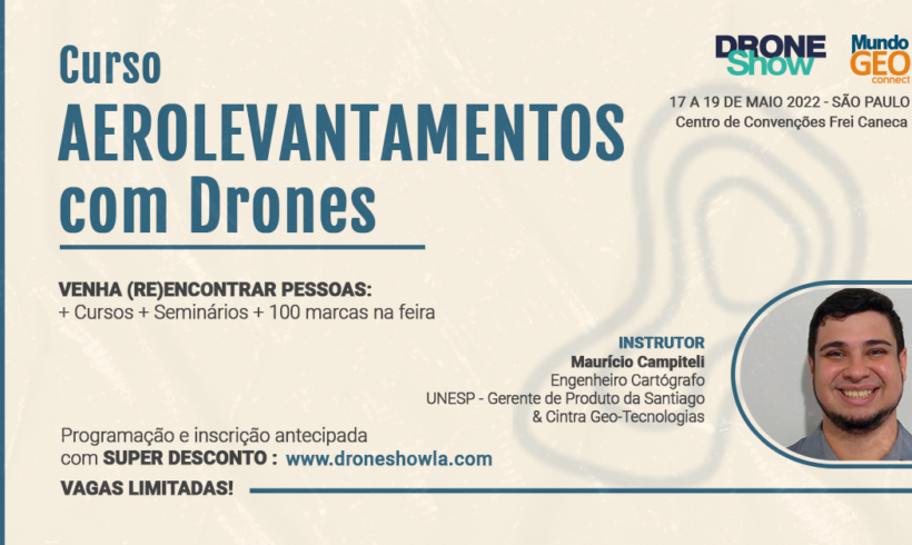 Curso Aerolevantamentos com Drones com inscrição gratuita e vagas limitadas