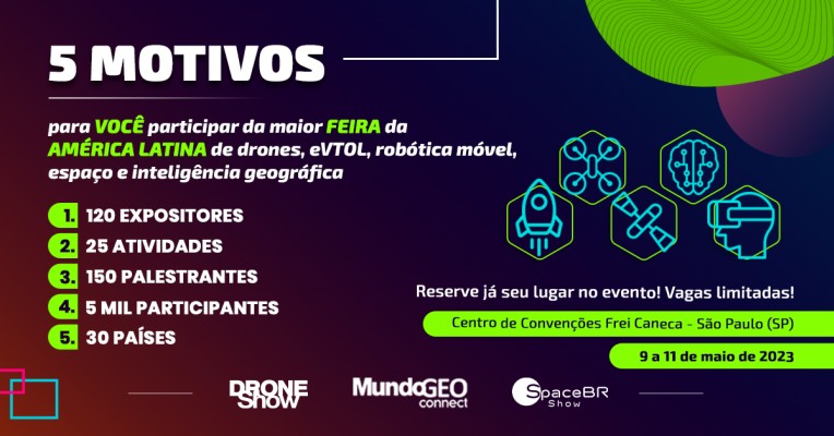 5 motivos para participar da maior feira da América Latina de drones, geo, espaço, eVTOL e robótica