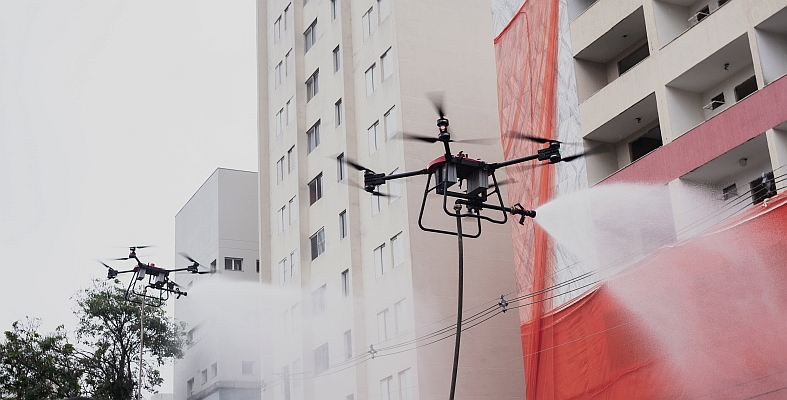 Drones controlam impacto ambiental em demolição de grande porte Drones controlam impacto ambiental em demolição de grande porte