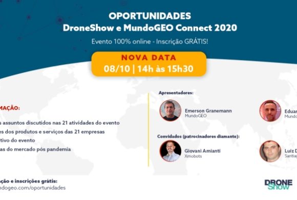 Webinar 8 de Outubro: oportunidades e destaques do MundoGEO Connect e DroneShow 2020