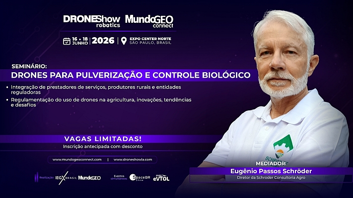 Seminário na DroneShow debaterá o uso de drones para pulverização e controle biológico Seminário na DroneShow debaterá o uso de drones para pulverização e controle biológico